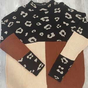 Lilyanna Colorblock Leopard Sweater Size S